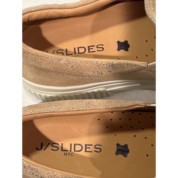 J Slides Women’s Winny Nappa Leather Tassel Metallic Loafer Shoes Size 9 Gold - Picture 5 of 7